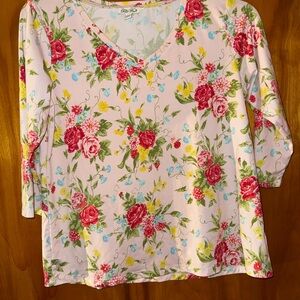 The Pioneer Woman Floral Long Sleeve Top - Pink and Green
